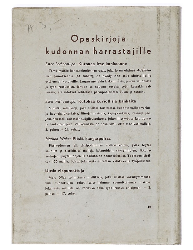 Kutokaa itse kankaanne - Ester Perheentupa - Tietokirjat ja oppaat - 10105427387 - 1