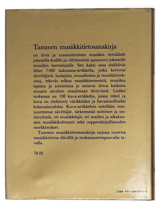 Tammen musiikkitietosanakirja. 2, M-Ö - Törnblom, Folke H. - Historiakirjat - 10105427443 - 1