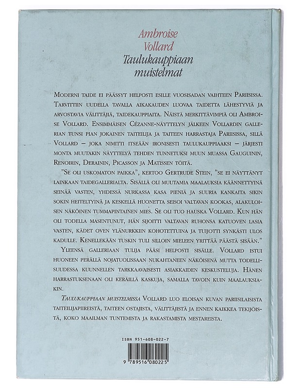 Taulukauppiaam muistelmat - Ambroise Vollard - Elämäkerrat ja muistelmat - 10105427534 - 1