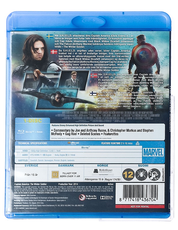 Captain America: The Winter Soldier - Blu-Ray - Blu-ray-levyt - 10105427585 - 1