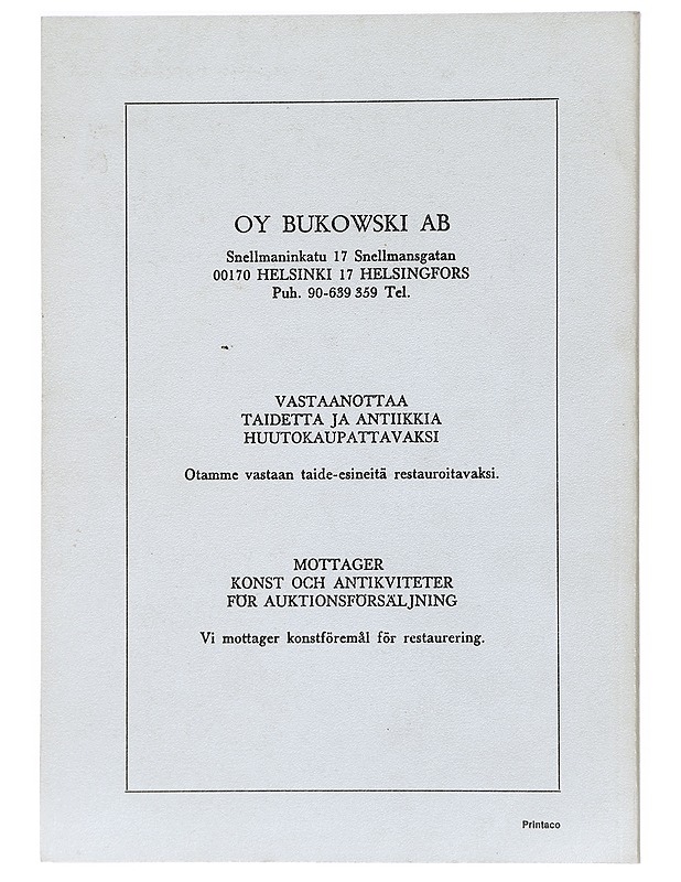 Bukowski Helsinki, Keväthuutokauppa, vårauktion 9.- - 10.4.1983 - Bukowksi - Tietokirjat ja oppaat - 10105427821 - 1
