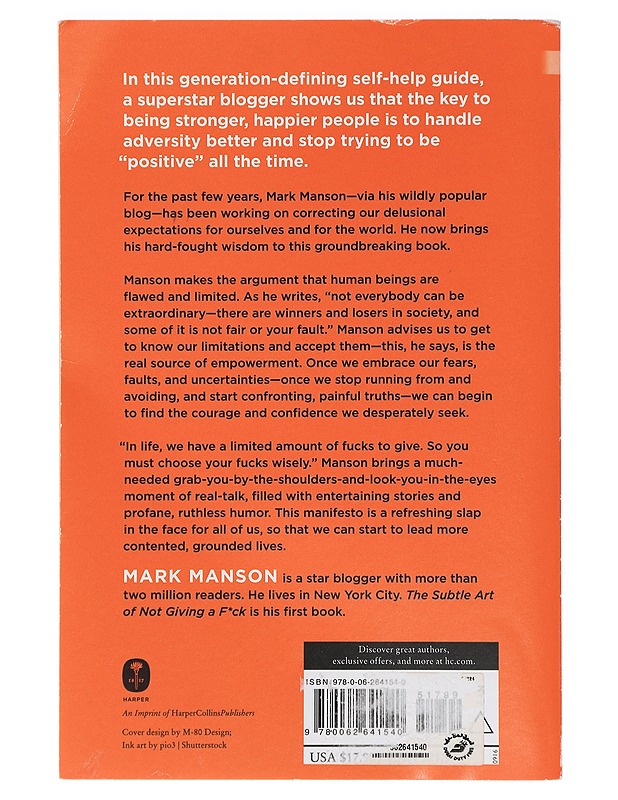 The subtle art of not giving a fu*k : a counterintuitive approach to living a good life - Mark Manson - Elämäkerrat ja muistelmat - 10105427971 - 1