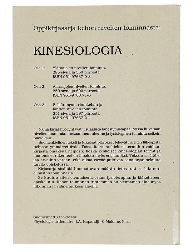Kinesiologia. 1, Yläraajojen nivelten toiminta - I. A. Kapandji - Harrastekirjat - 10105428038 - 1