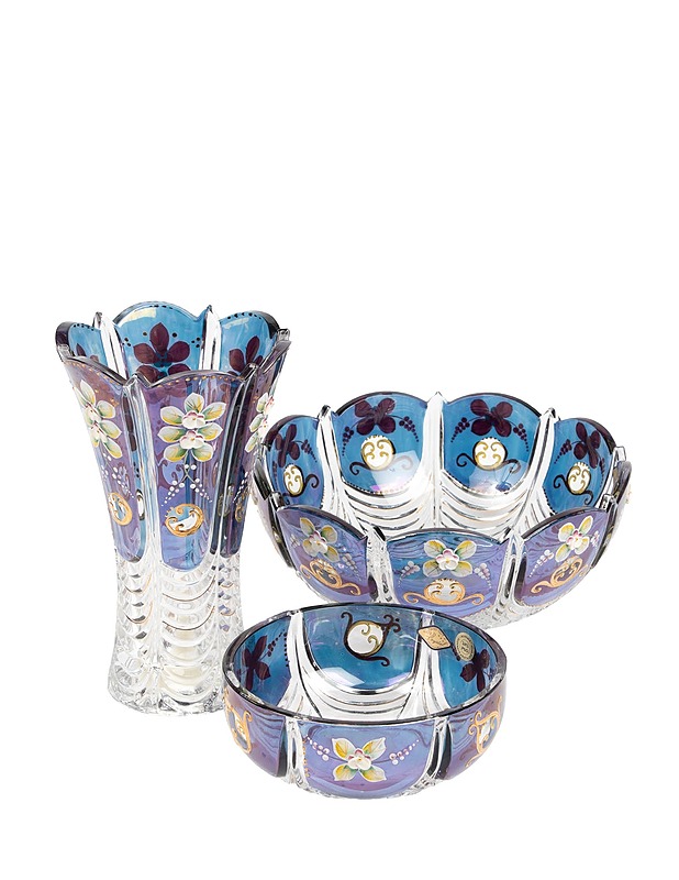 BOHEMIA maljakko ja kaksi kulhoa, 3 osaa - Tarjoiluastiat - 10105428340 - 0