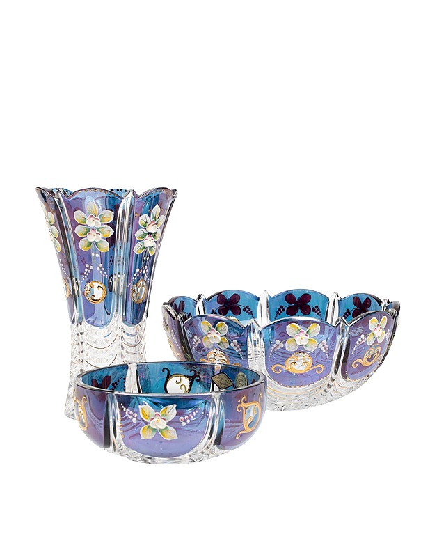 BOHEMIA maljakko ja kaksi kulhoa, 3 osaa - Tarjoiluastiat - 10105428340 - 1