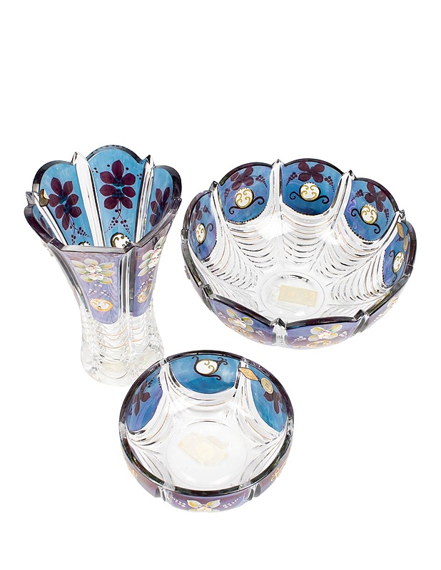 BOHEMIA maljakko ja kaksi kulhoa, 3 osaa - Tarjoiluastiat - 10105428340 - 2