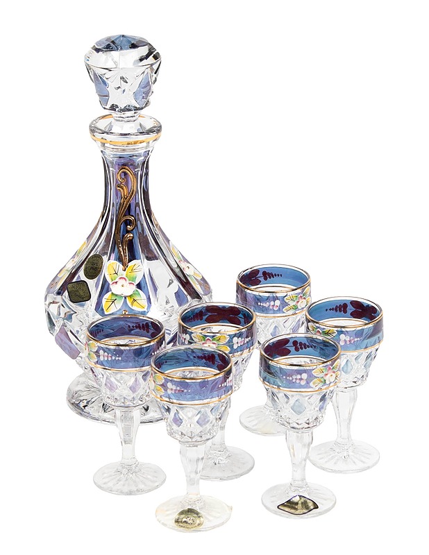 BOHEMIA kristallikarahvi ja liköörilasit, 7 osaa - Lasit - 10105428353 - 0