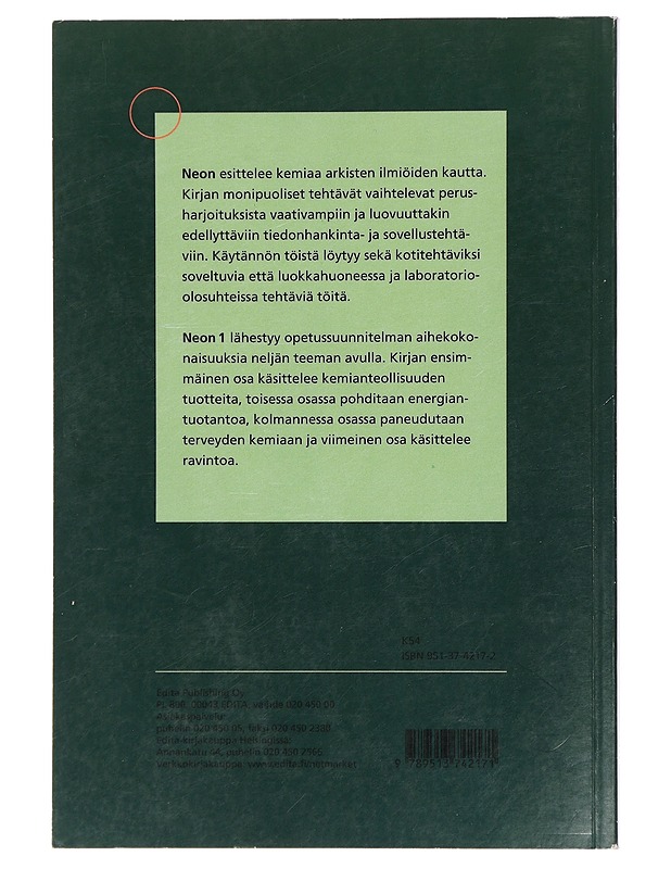 Neon. 1, Ihmisen ja elinympäristön kemia - Hannola-Teitto, Miria - Tietokirjat ja oppaat - 10105429077 - 1