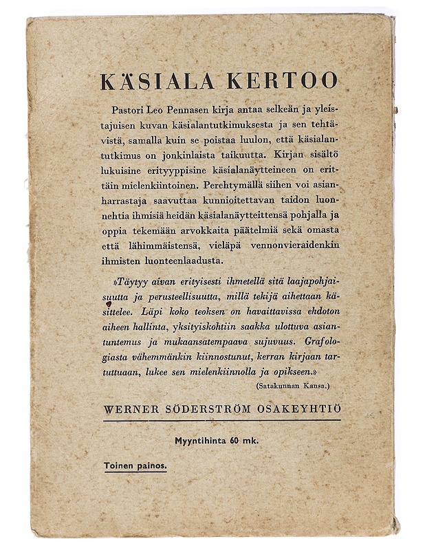 Käsiala kertoo - Leo Pennanen - Romaanit ja novellit - 10105429109 - 1