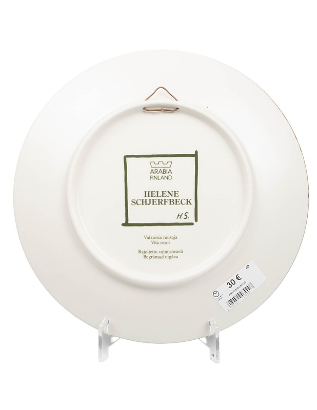 ARABIA Helene Schjerfbeck Valkoisia ruusuja seinälautanen - Designsuosikit - 10105429263 - 1