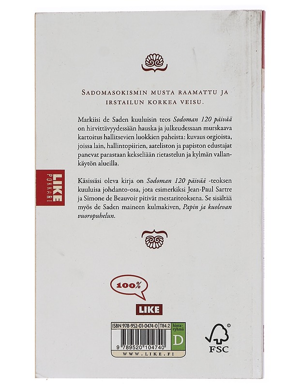 Sodoman 120 päivää - Sade, Donatien-Alphonse-Francois de - K18 - Romaanit ja novellit - 10105429346 - 1