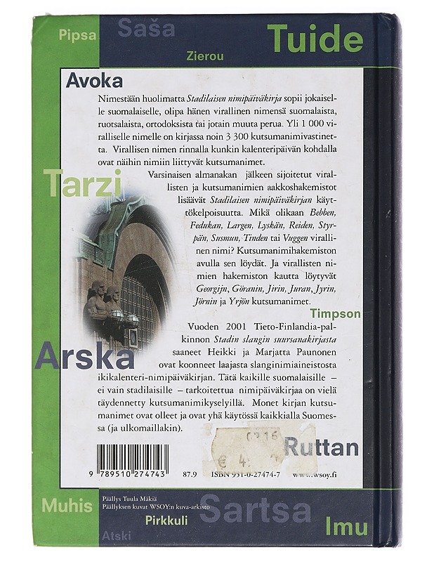 Stadilaisen nimipäiväkirja : Uuno, uuno - mut mikä sun nimes on - Paunonen, Heikki - Tietokirjat ja oppaat - 10105429416 - 1