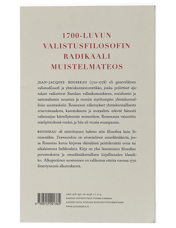 Tunnustuksia : valikoima otteita - Rousseau, Jean-Jacques - Elämäkerrat ja muistelmat - 10105429756 - 1