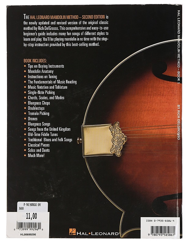 Hal Leonard mandolin method. Book 1 - DelGrosso, Rich - Musiikki- ja elokuvakirjat - 10105429794 - 1