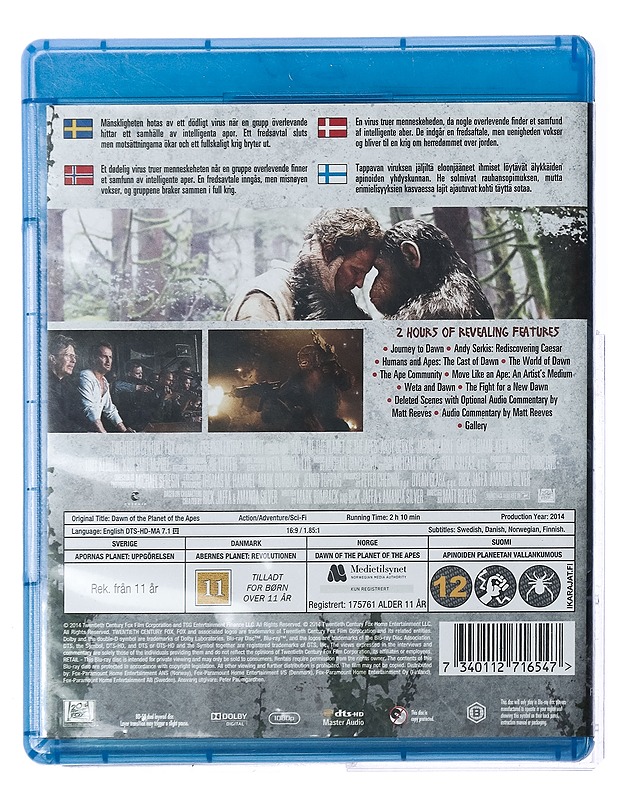 Dawn Of The Planet Of The Apes - Blu-Ray - Blu-ray-levyt - 10105429821 - 1