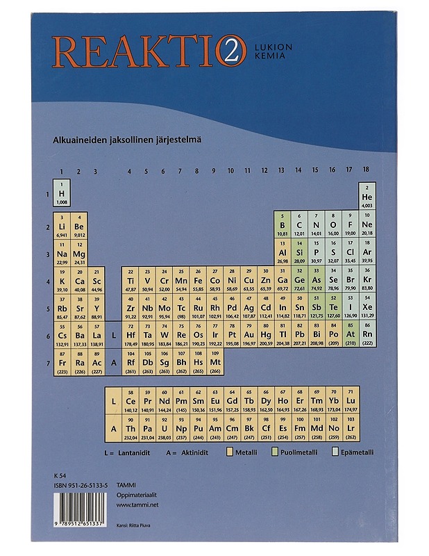 Reaktio. 2, Kemian mikromaailma : lukion kemia - Kaila, Leena - Opetusmateriaaleja ympäristökasvatukseen - 10105429905 - 1