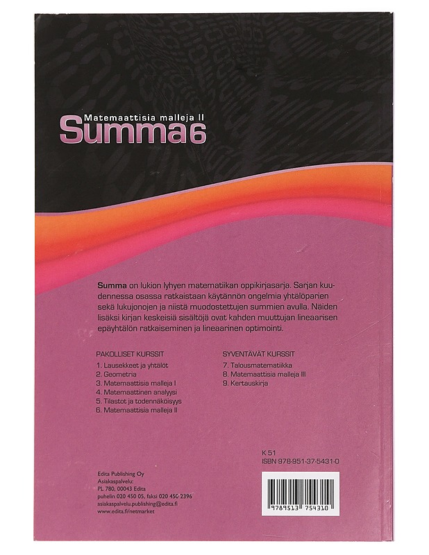 Summa. 6, Matemaattisia malleja II - Etelämäki, Hilla - Opetusmateriaaleja ympäristökasvatukseen - 10105429916 - 1