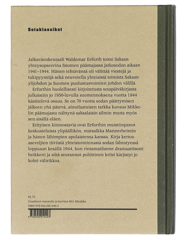 Sotapäiväkirja vuodelta 1944 - Erfurth, Waldemar - Elämäkerrat ja muistelmat - 10105430180 - 1