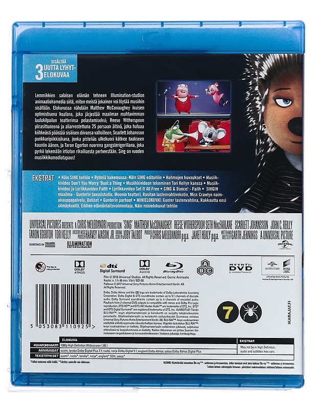 Sing - Blu-ray - Blu-ray-levyt - 10105430331 - 1