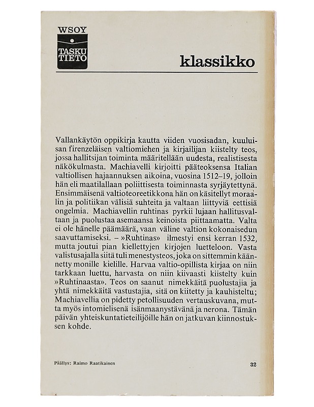 Ruhtinas - Niccolo Machiavelli - Romaanit ja novellit - 10105430705 - 1