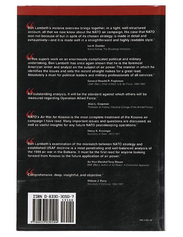 NATO's AirWar for Kosovo - Benjamin S. Lambeth - Tietokirjat ja oppaat - 10105430858 - 1