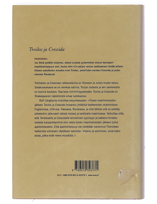 Troilos ja Cressida - Shakespeare, William - Historiakirjat - 10105431176 - 1