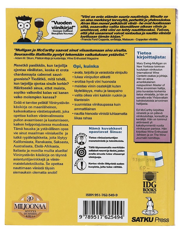 Viinit for dummies : viininystävän käsikirja - McCarthy, Ed - Tietokirjat ja oppaat - 10105431193 - 1