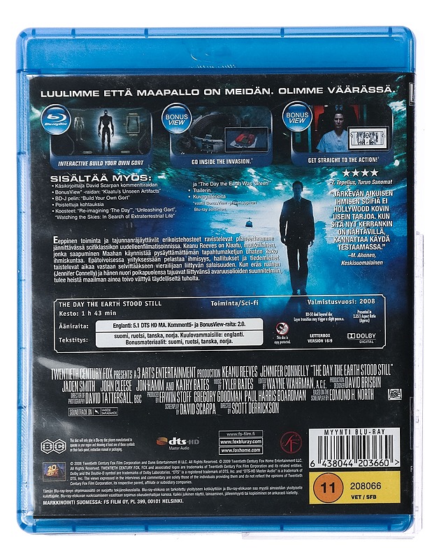 Päivä Jona Maailma Pysähtyi - Blu-Ray - Blu-ray-levyt - 10105431243 - 1