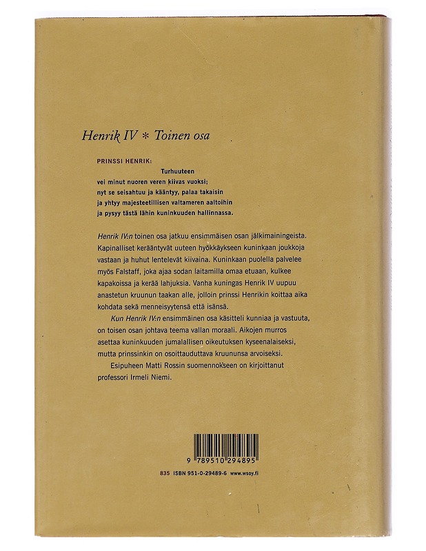 Henrik IV. Toinen osa - Shakespeare, William - Romaanit ja novellit - 10105431307 - 1