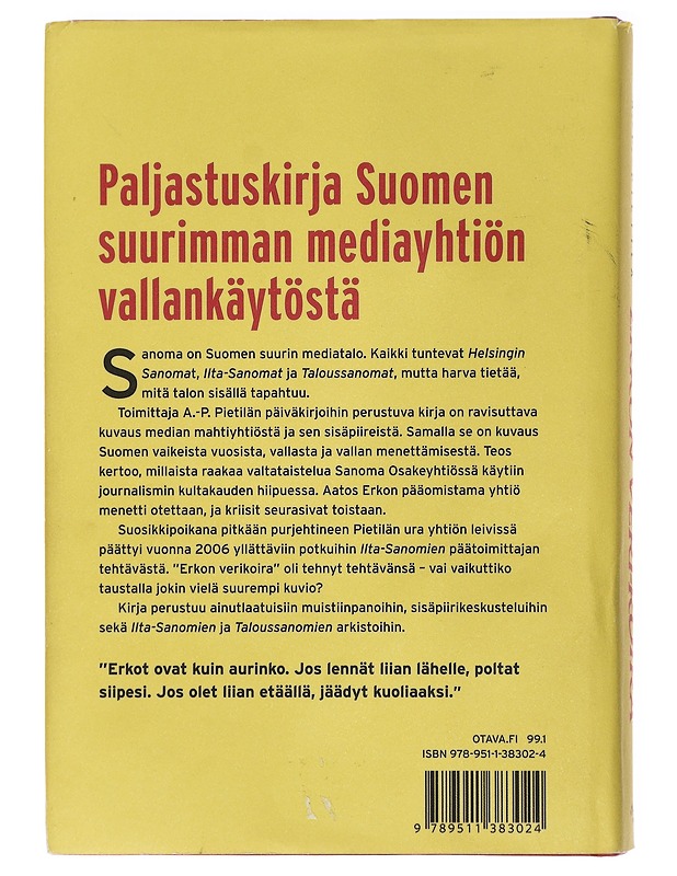 Erkon verikoira : Sanomatalon salaiset päiväkirjat - A.-P. Pietilä - Elämäkerrat ja muistelmat - 10105432150 - 1