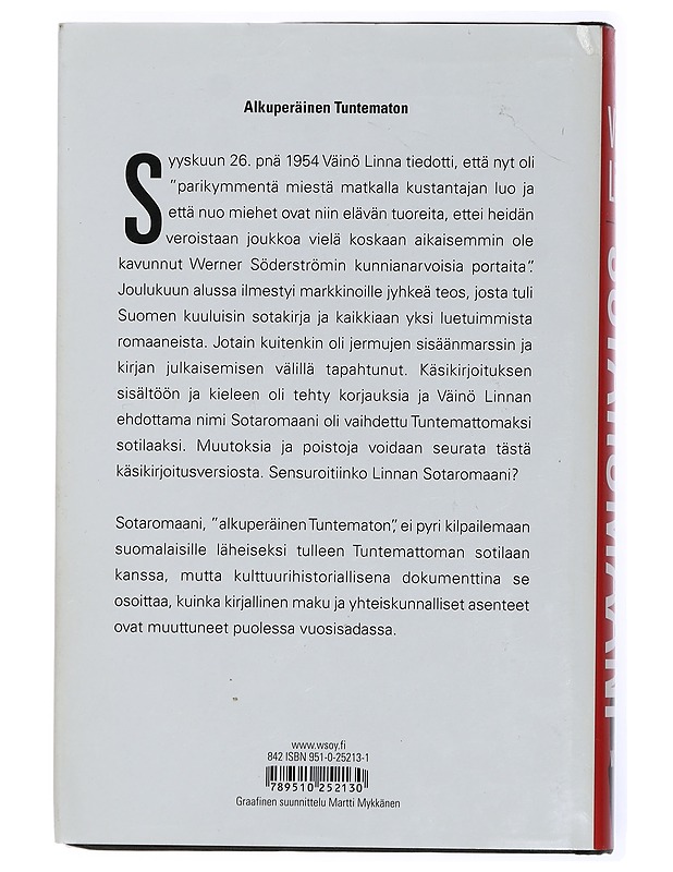 Sotaromaani - Väinö Linna - Romaanit ja novellit - 10105432297 - 1