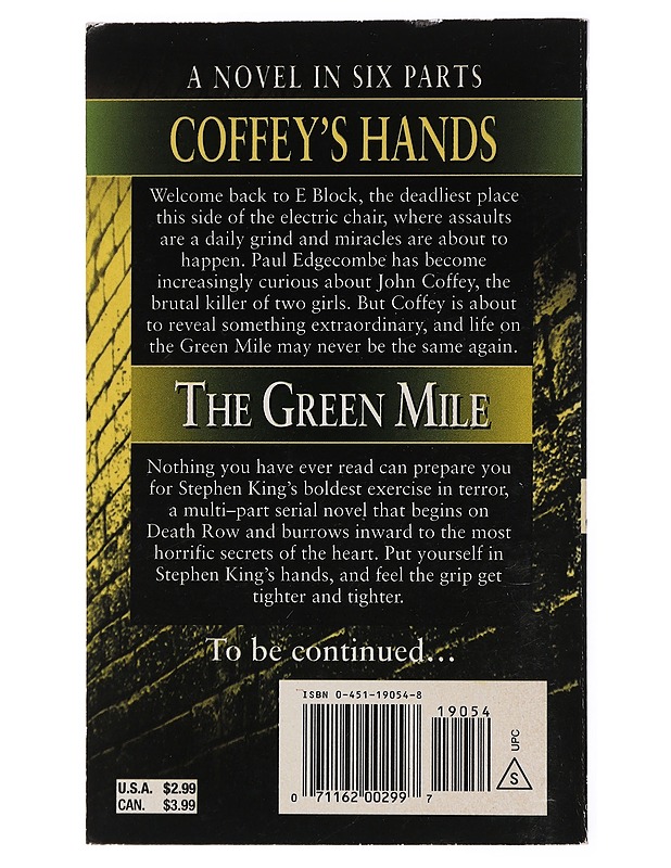 Green Mile part 3 : Coffey's Hands - King, Stephen - Jännitys ja dekkarit - 10105432623 - 1