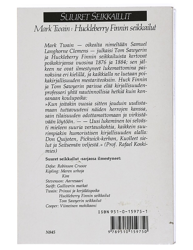 Huckleberry Finnin seikkailut - Twain, Mark - Nuorten kirjat - 10105432902 - 1
