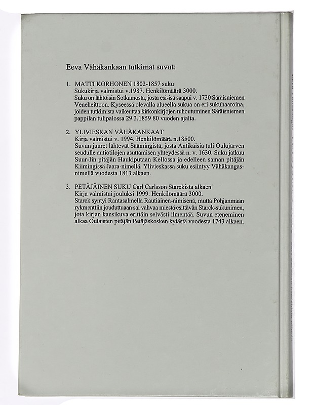 Petäjäinen suku: Carl Carlsson Starckista alkaen - Tietokirjat ja oppaat - 10105433241 - 1