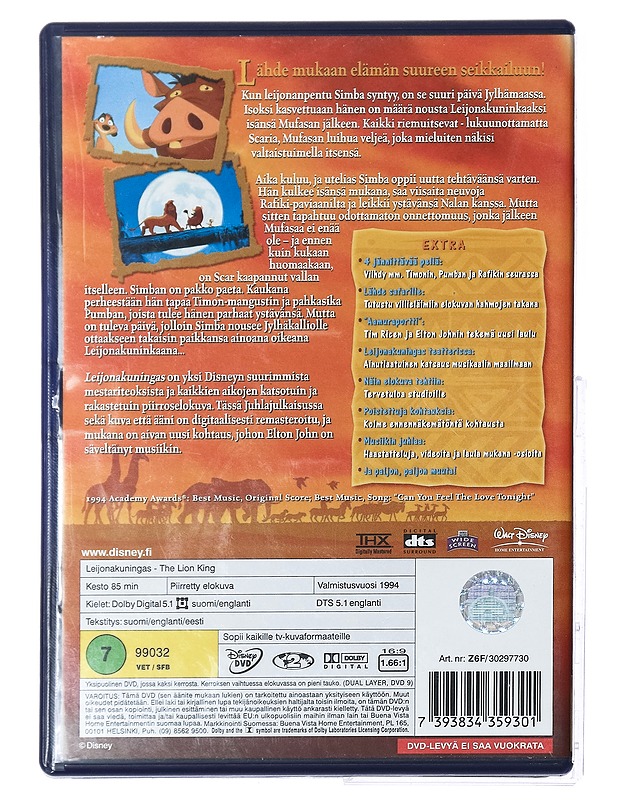 Leijonakuningas - DVD - DVD-elokuvat - 10105433370 - 1