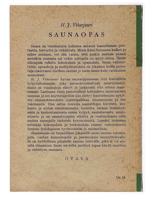 Saunaopas - H. J. Viherjuuri - Harrastekirjat - 10105433608 - 1