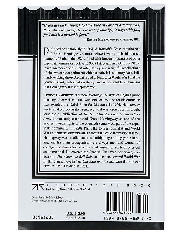 A moveable feast - Ernest Hemingway - Kaunokirjallisuus - 10105433664 - 1