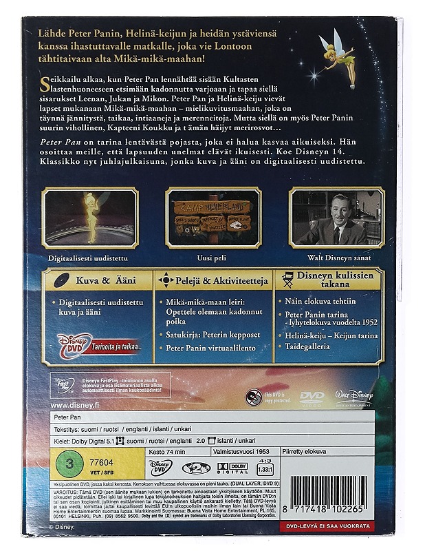 Peter Pan - DVD - DVD-elokuvat - 10105433740 - 1