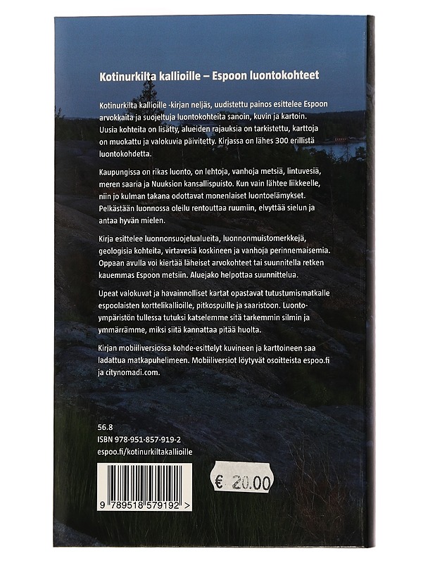 Kotinurkilta kallioille : Espoon luontokohteet - Tanttu, Niina - Kirja lahjaksi - 10105433950 - 1
