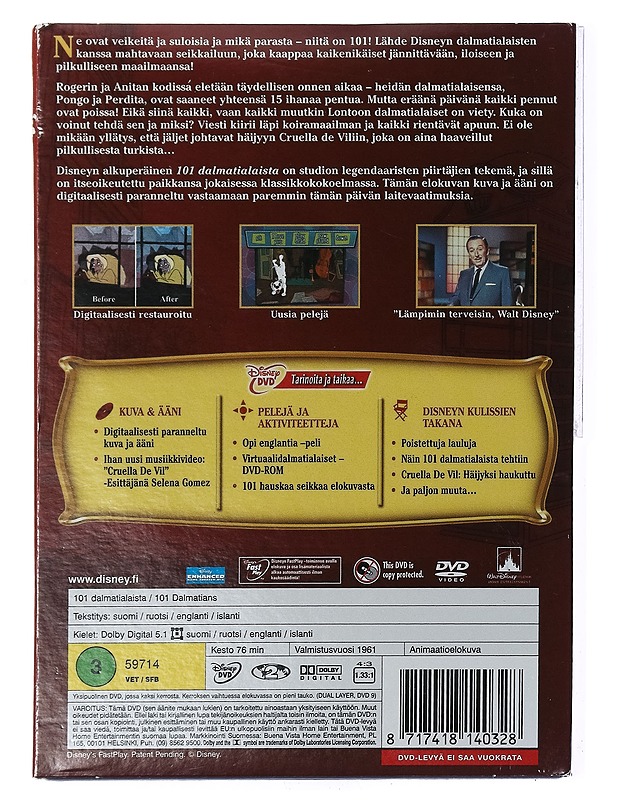 101 dalmatialaista - DVD - DVD-elokuvat - 10105433960 - 1