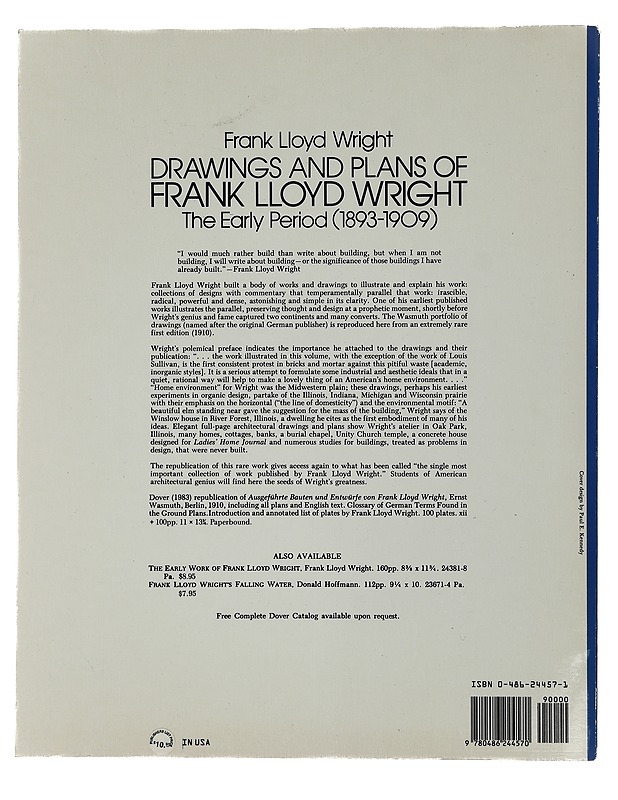 Drawings and plans of Frank Lloyd Wright : the early period (1893-1909) - Wright, Frank Lloyd - Tietokirjat ja oppaat - 10105434068 - 1