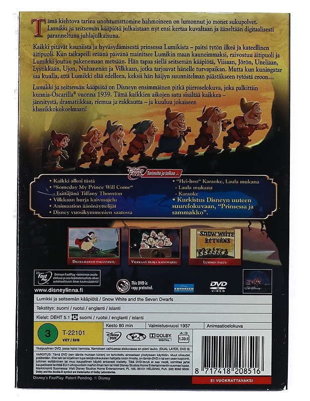 Lumikki ja seitsemän kääpiötä - DVD - DVD-elokuvat - 10105434087 - 1