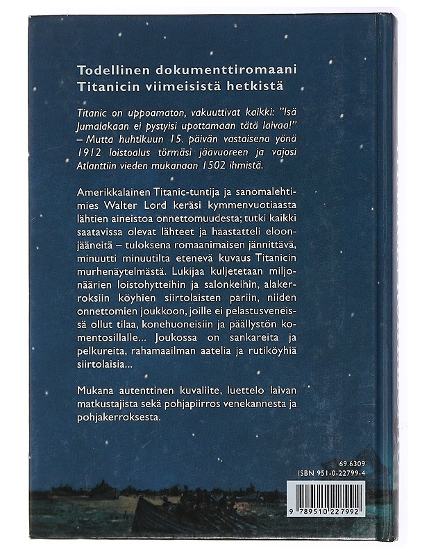 Titanicin kohtalonyö - Lord, Walter - Historiakirjat - 10105434183 - 1