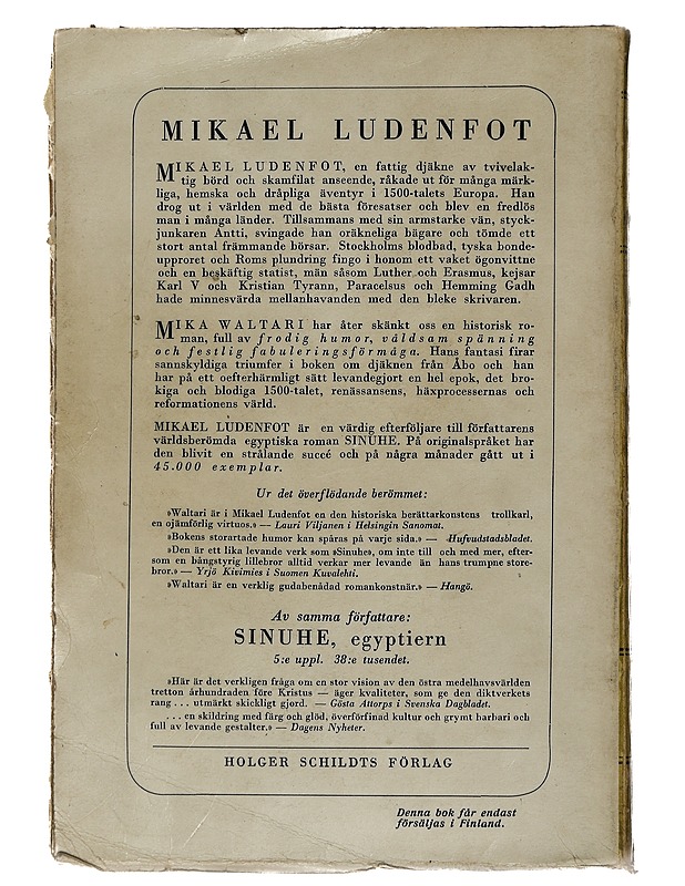 Mikael Ludenfot - Mika Waltari - Romaanit ja novellit - 10105434222 - 1