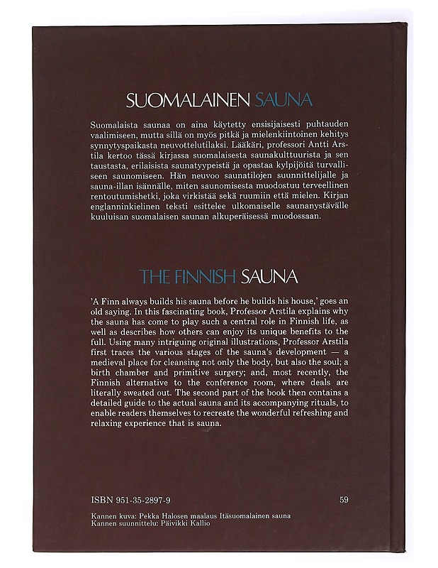 Suomalainen sauna = The Finnish sauna - Arstila, Antti - Historiakirjat - 10105434235 - 1