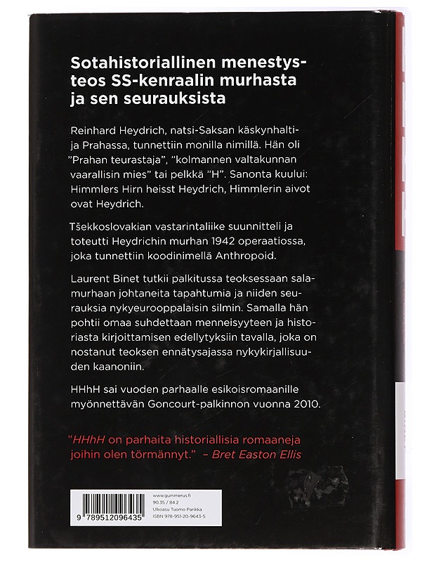 HHhH : Heydrichin salamurhan jäljillä - Binet, Laurent - Romaanit ja novellit - 10105434315 - 1
