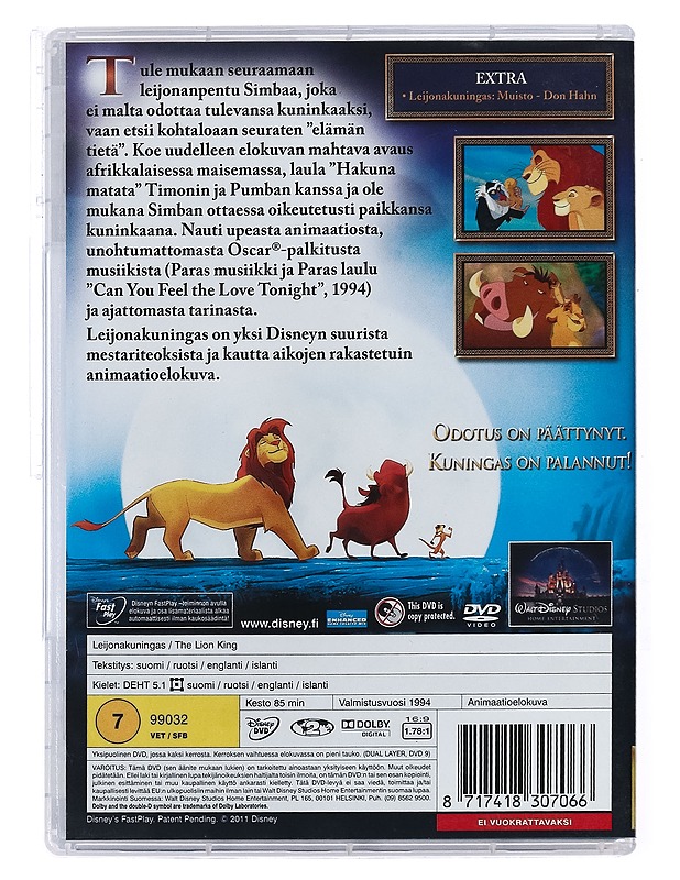 Leijonakuningas - DVD - DVD-elokuvat - 10105434357 - 1