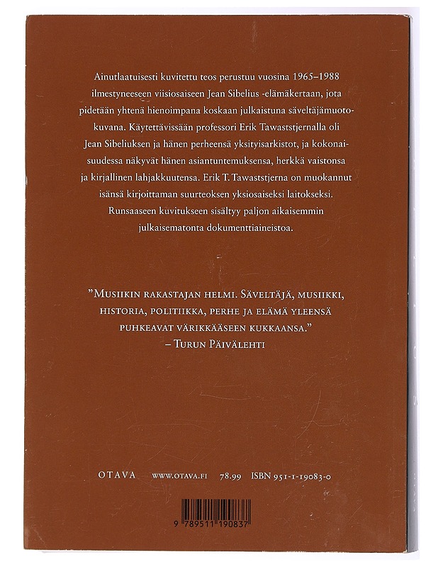 Sibelius - Tawaststjerna, Erik - Elämäkerrat ja muistelmat - 10105434414 - 1