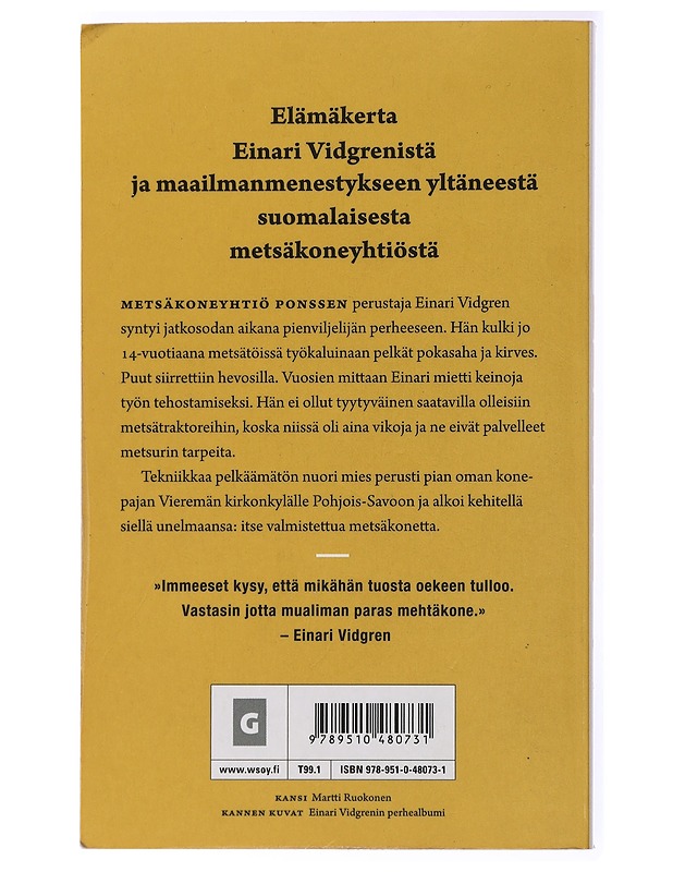 Einari : Ponssen perustajan Einari Vidgrenin elämä - Antti Heikkinen - Elämäkerrat ja muistelmat - 10105434472 - 1
