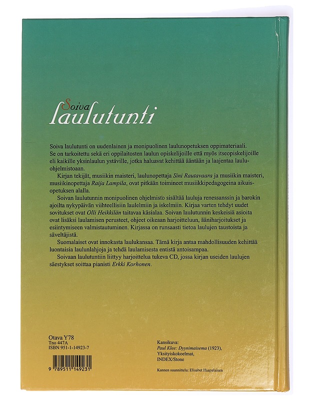 Soiva laulutunti - Rautavaara, Sini - Harrastekirjat - 10105434569 - 1